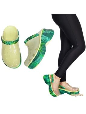 Crocs Classic Bae Green Pale Leaf Tropical Platfrom Clogs